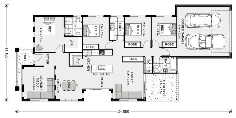 Rear lane home floor plan